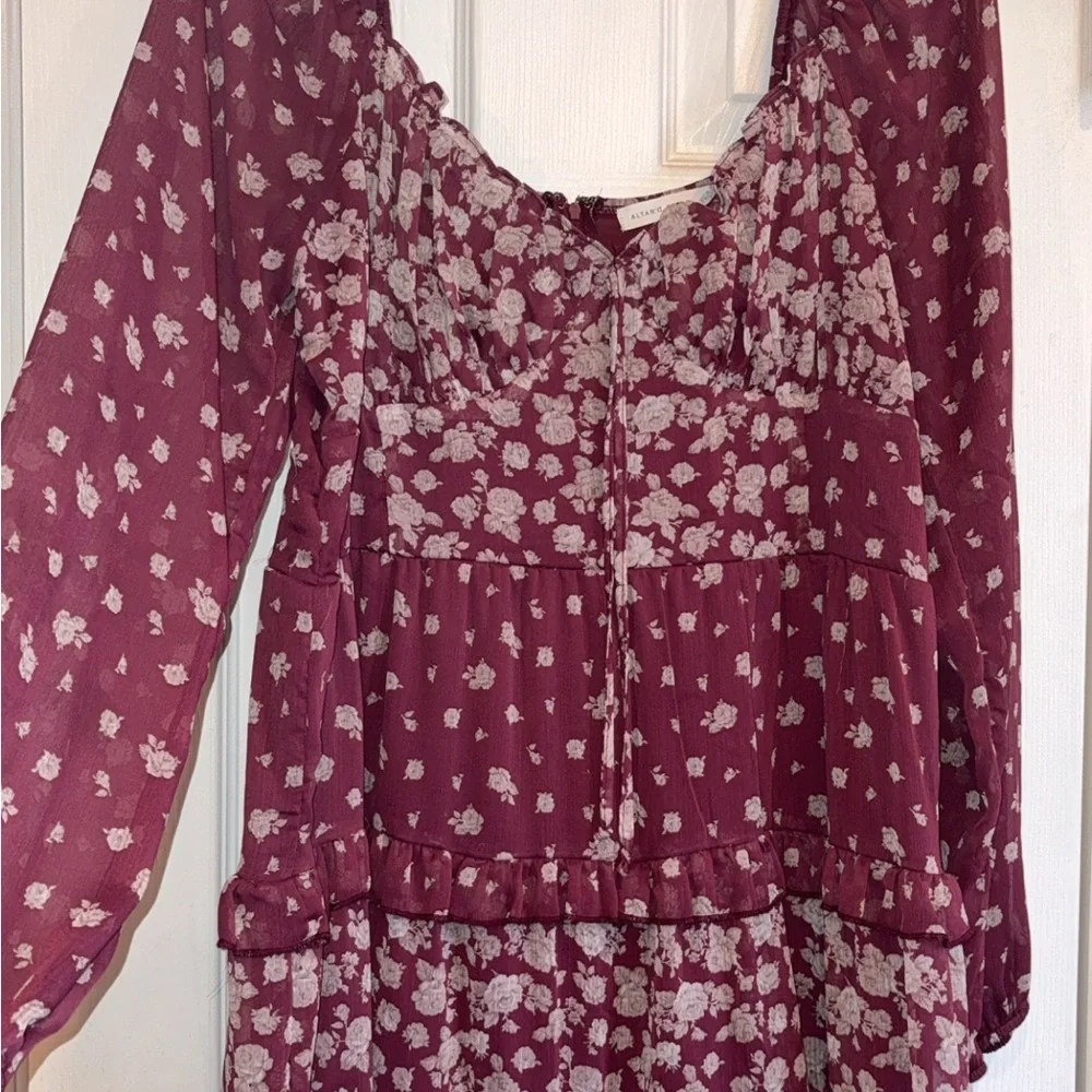 Altar'd State Burgundy Floral Mini Dress - Picture 3 of 9